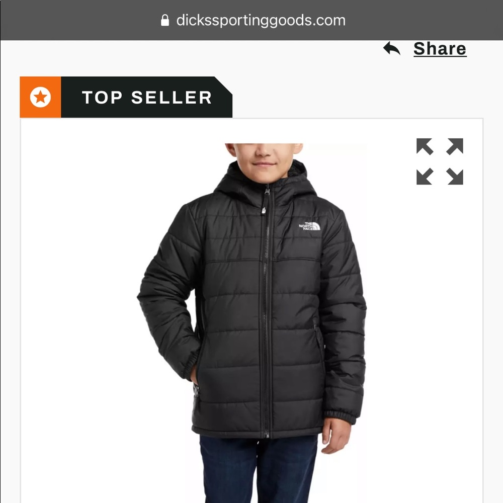 Boys reversible North Face puff jacket. Size large.